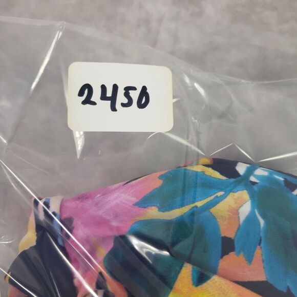 Swim Solutions Tankini Top Womens 10 Navy Multi Triple Pleat Floral D Cup 806840 - Picture 10 of 10